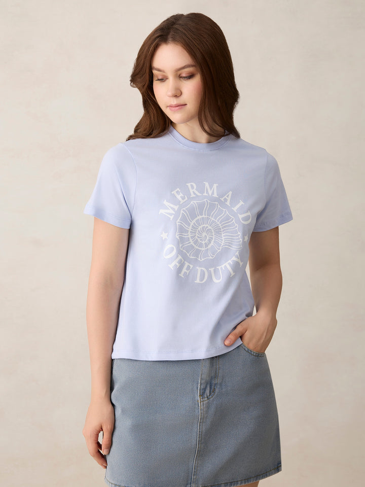 Purple Crew Neck Graphic T-Shirt