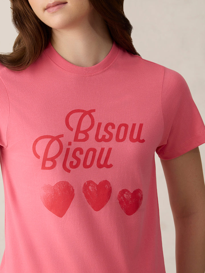 Pink Crew Neck Graphic T-Shirt