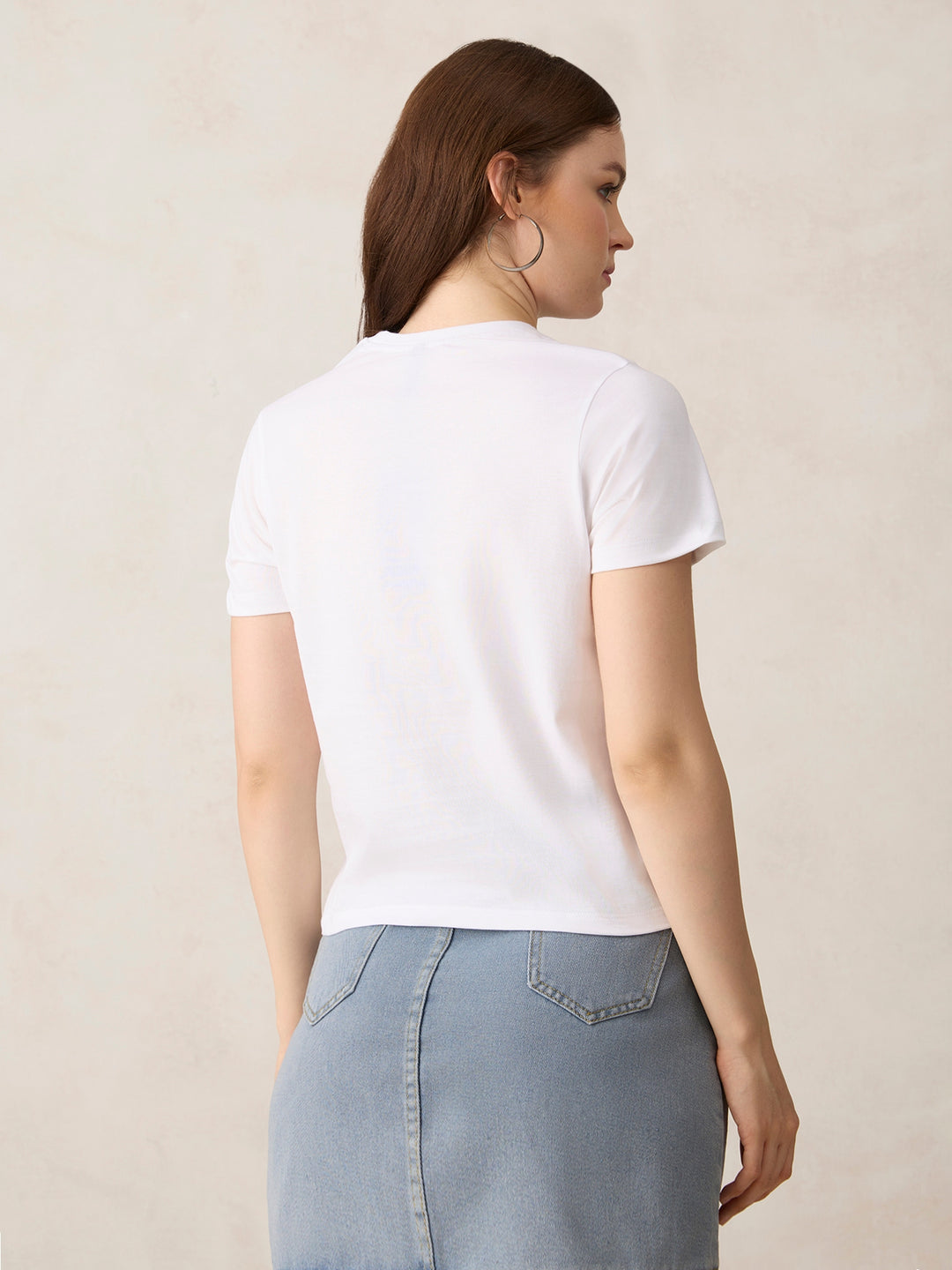 White Crew Neck Graphic T-Shirt