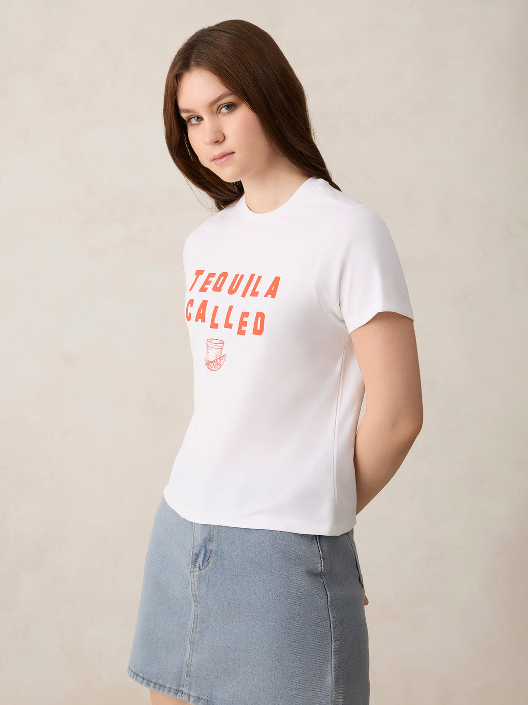 White Crew Neck Graphic T-Shirt