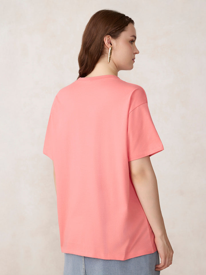 Pink Oversized T-Shirt with Graphic Print