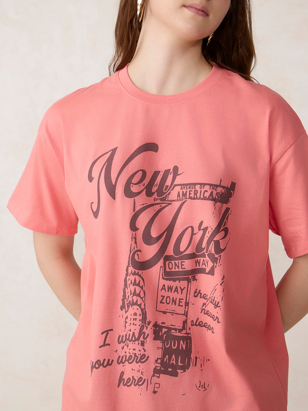 Pink Oversized T-Shirt with Graphic Print