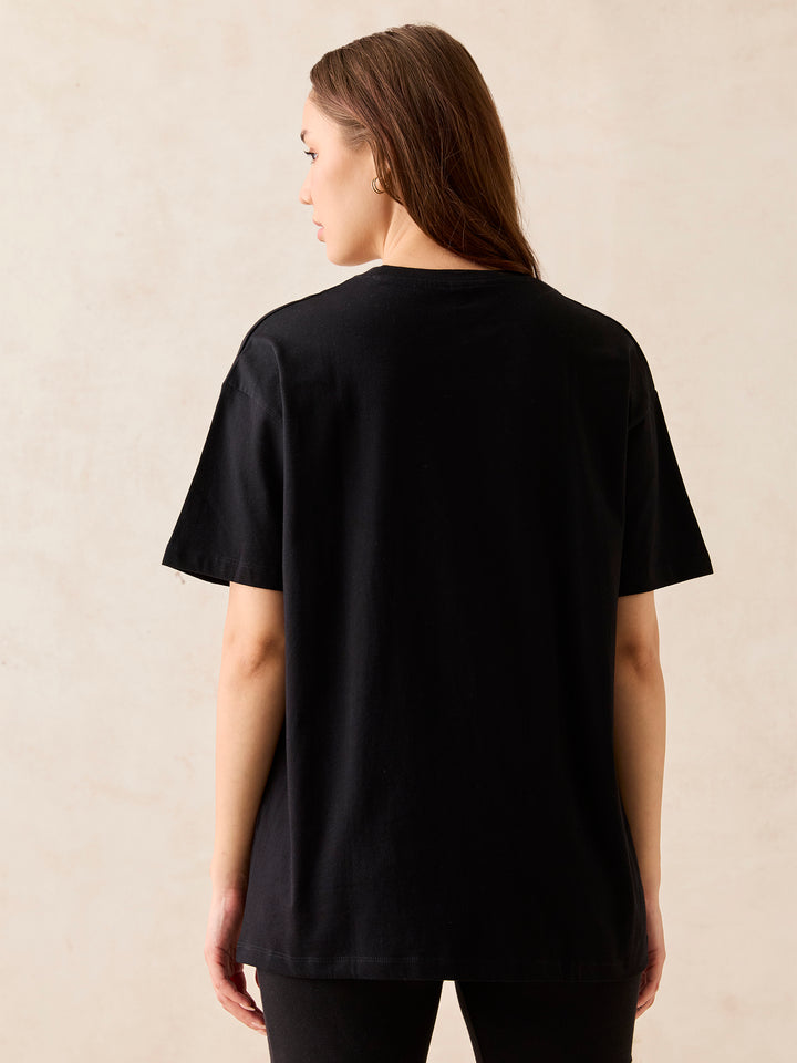 Black Oversized T-Shirt With Graphic Print