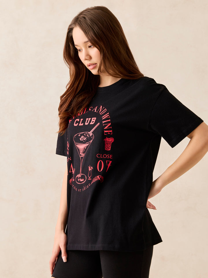 Black Oversized T-Shirt With Graphic Print