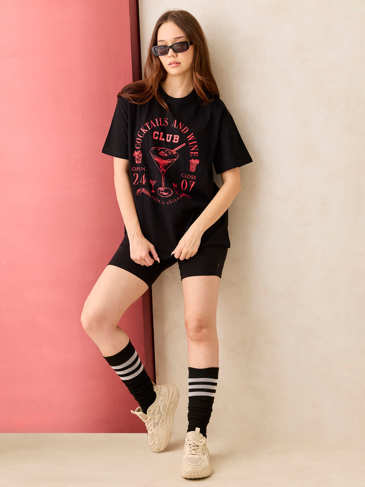 Black Oversized T-Shirt With Graphic Print