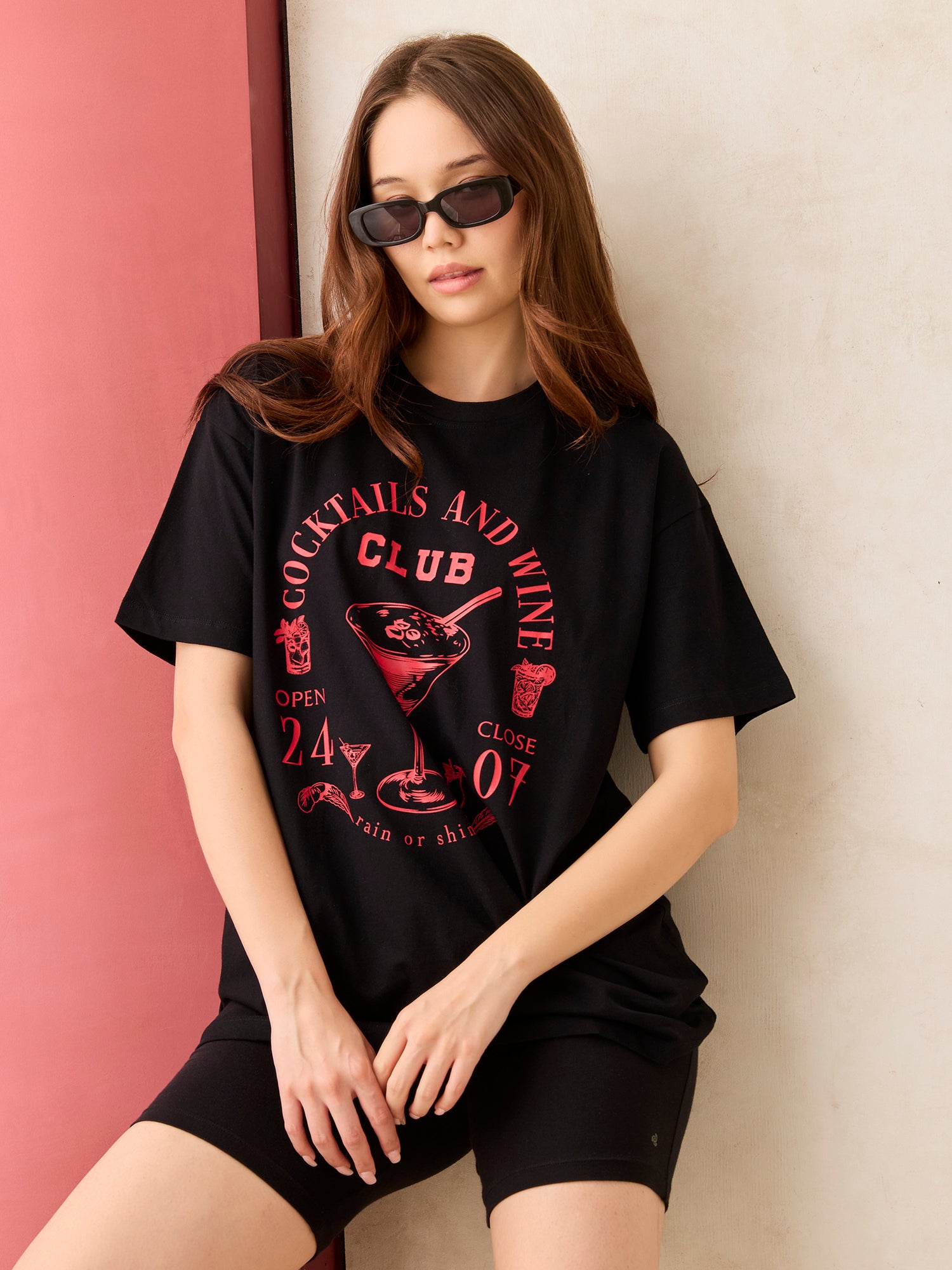 Black Oversized T-Shirt With Graphic Print