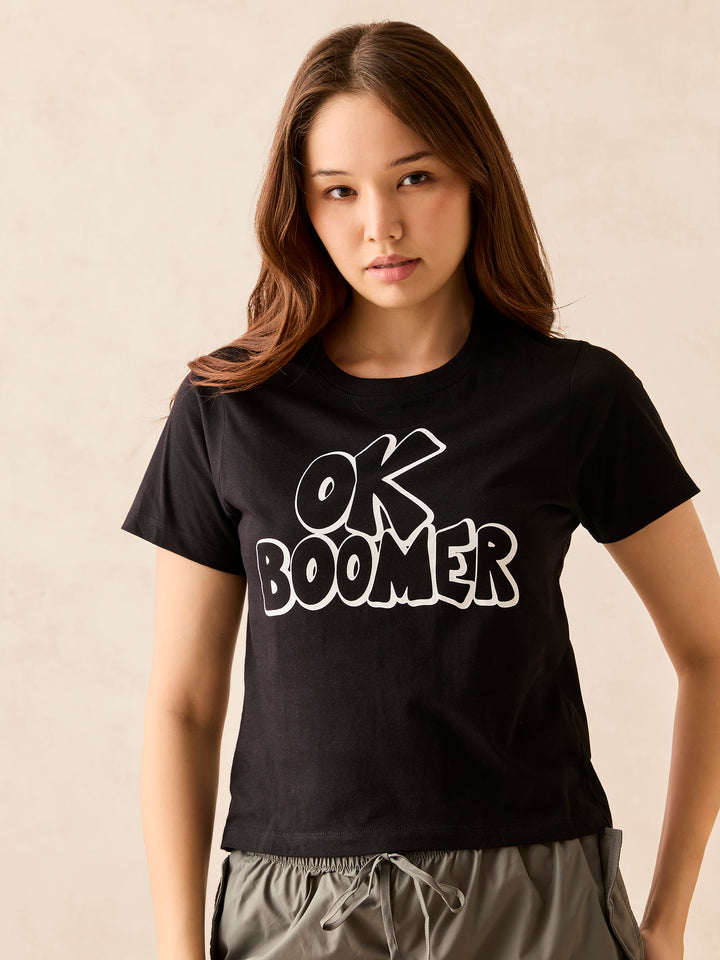 Black Crew Neck Graphic Tshirt