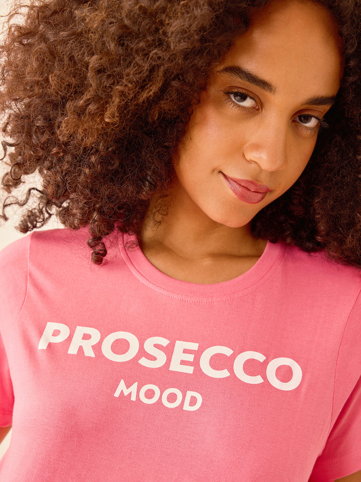 Pink Crew Neck Graphic Tshirt