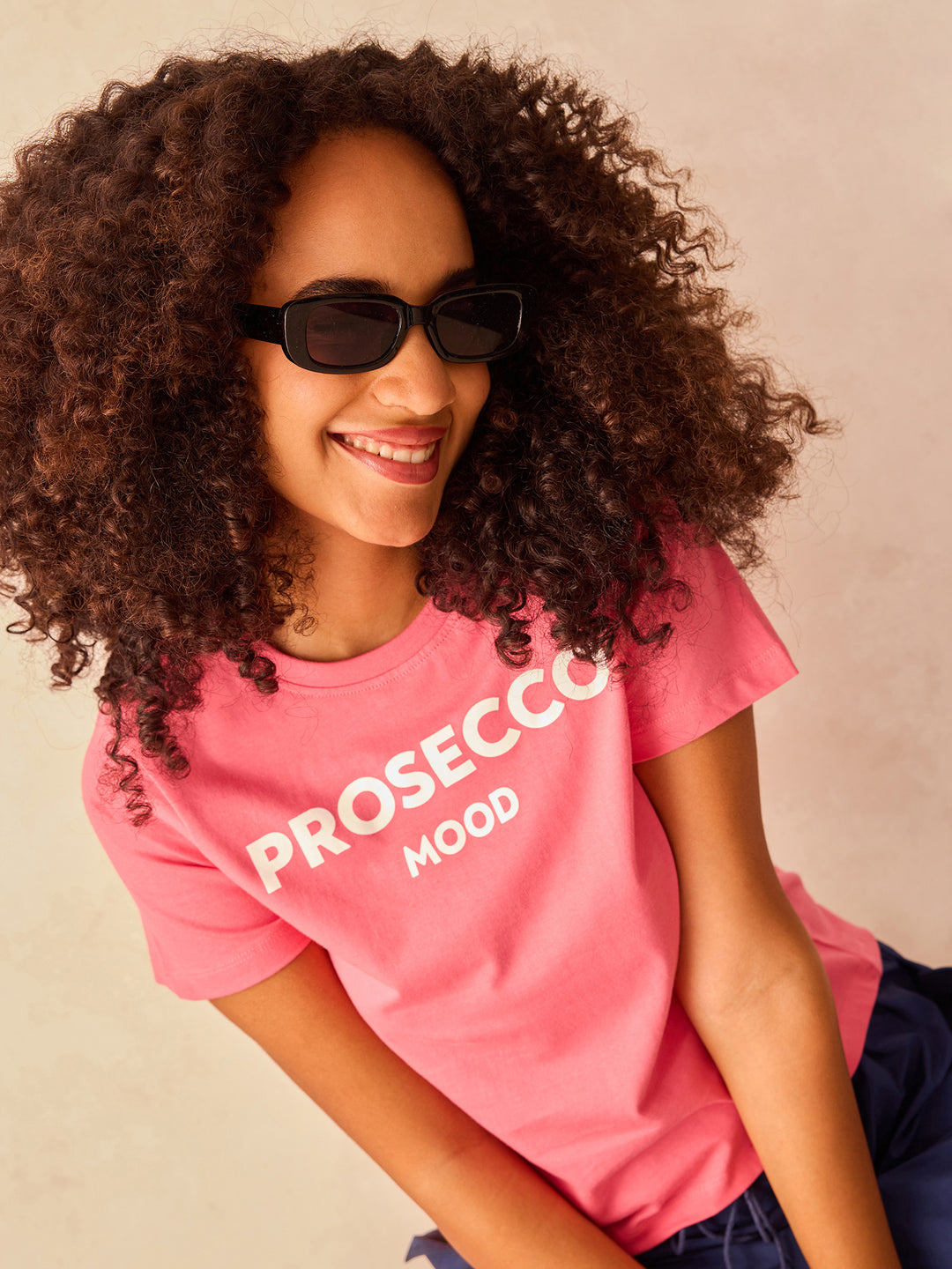 Pink Crew Neck Graphic Tshirt