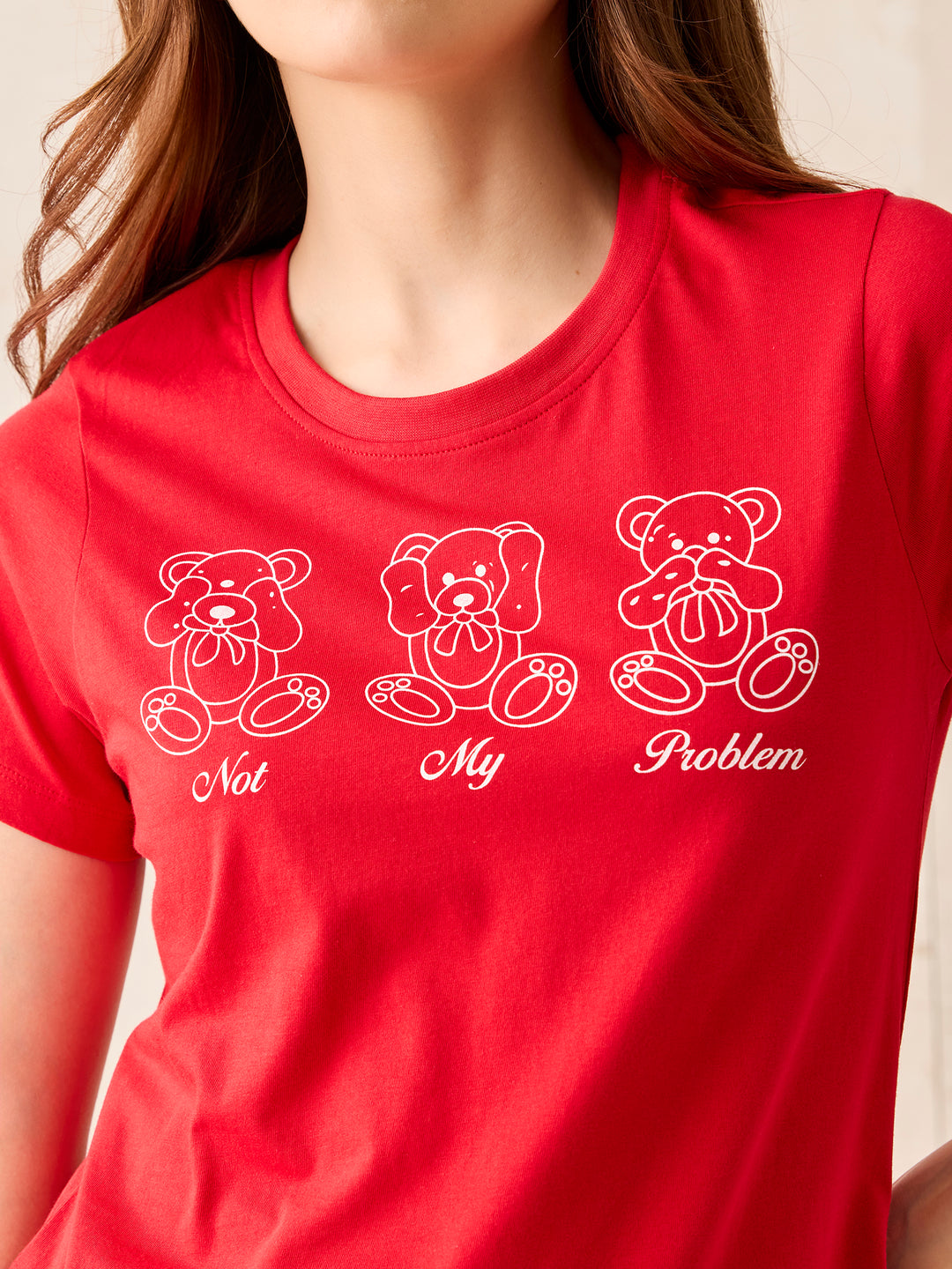 Red Crew Neck Graphic T-Shirt