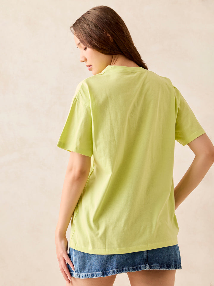 Lime Crew Neck Graphic T-Shirt