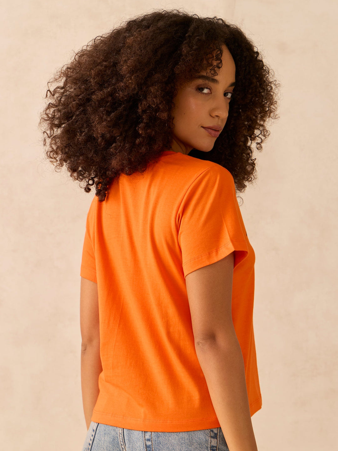 Orange Regular Fit Graphic Tshirt