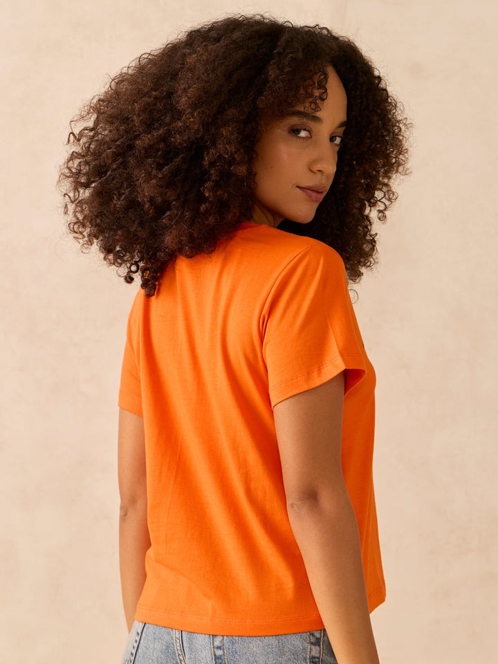 Orange Regular Fit Graphic Tshirt