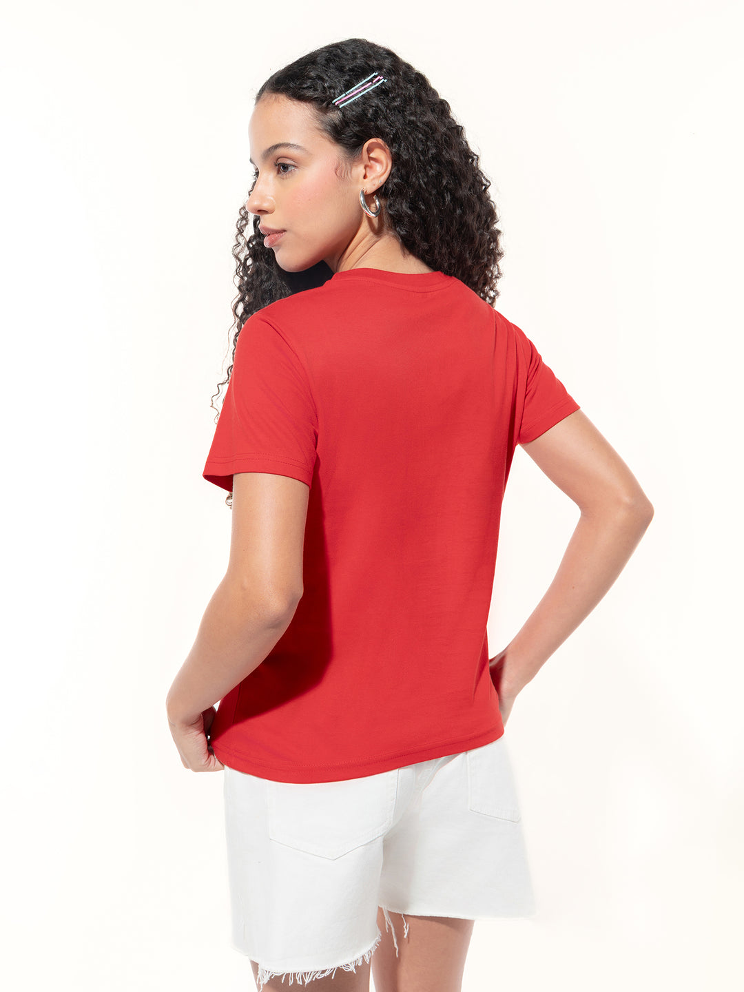 Red Crew Neck Graphic Tshirt