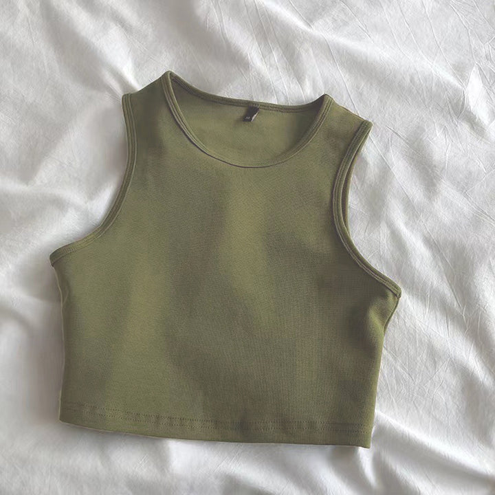 Green Basic Cropped Tank Top
