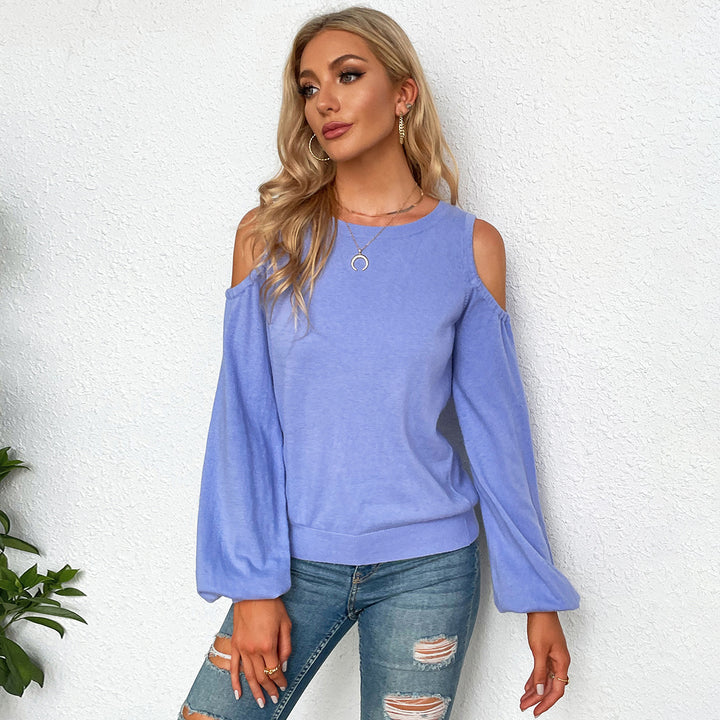 Blue Cold Shoulder Top