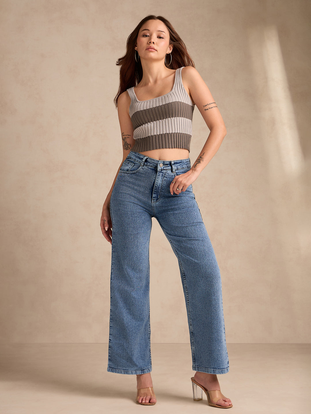Blue Original High-Rise Stretchable Wide Leg Jeans