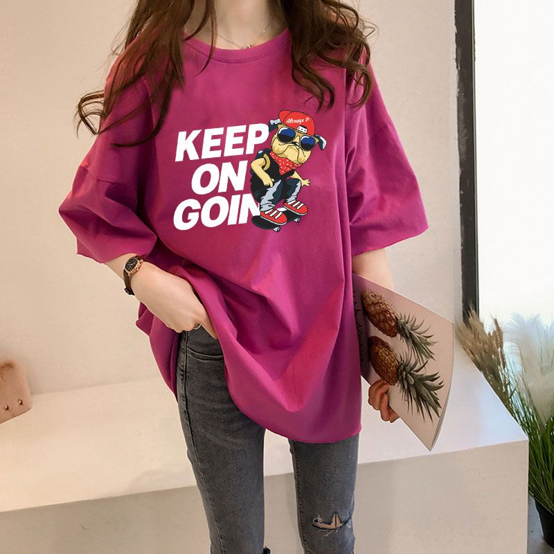 Magenta Chest Print Graphic Tshirt