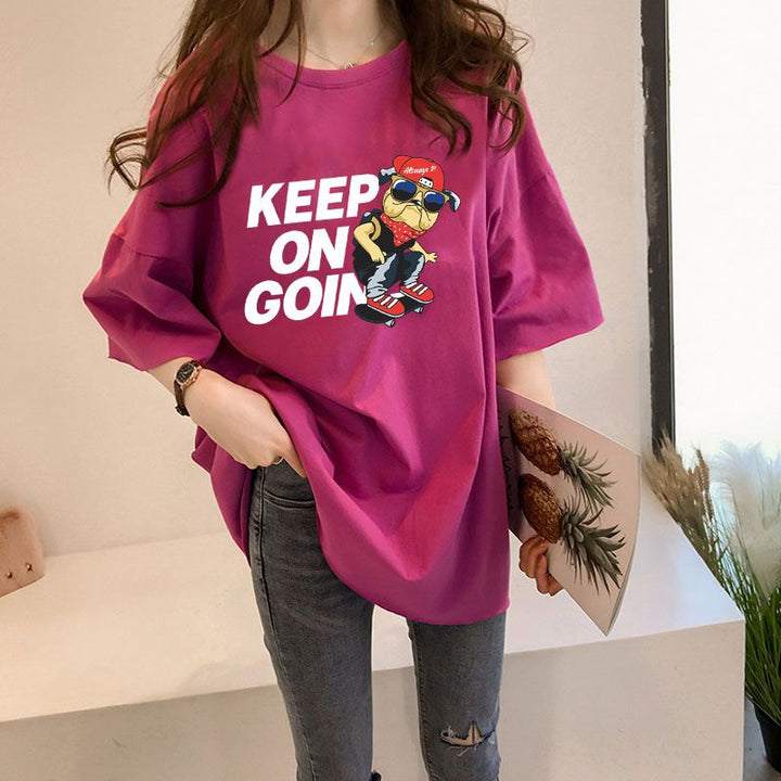 Magenta Chest Print Graphic Tshirt