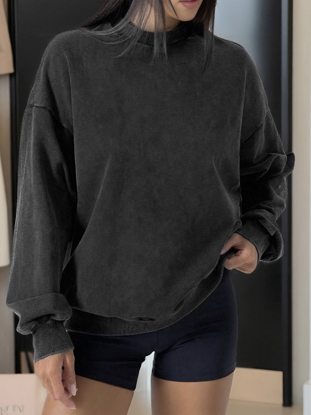 Charcoal One shoulder relaxed sweatshirt