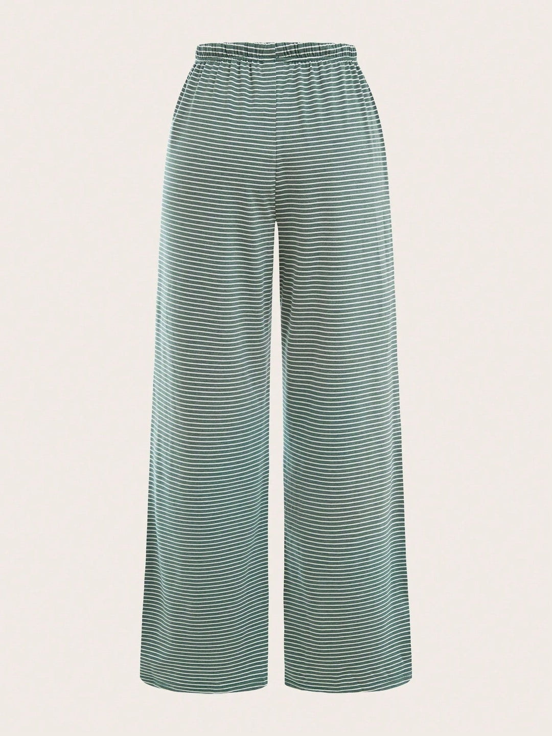 Light Blue Striped Drawstring Wide Leg Trousers