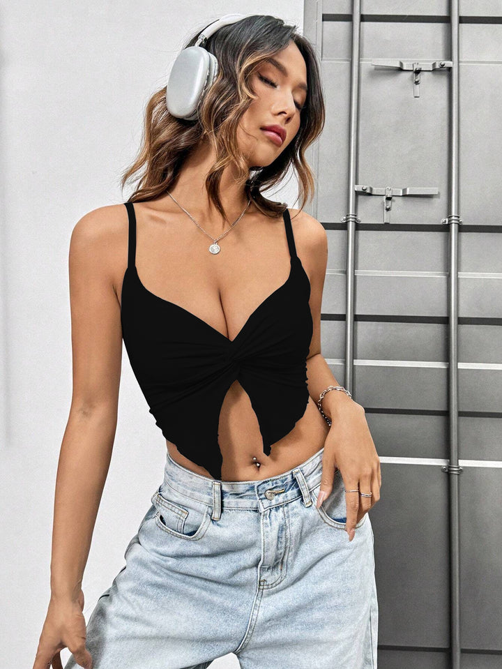 Black Butterfly Silhouette Solid Camisole