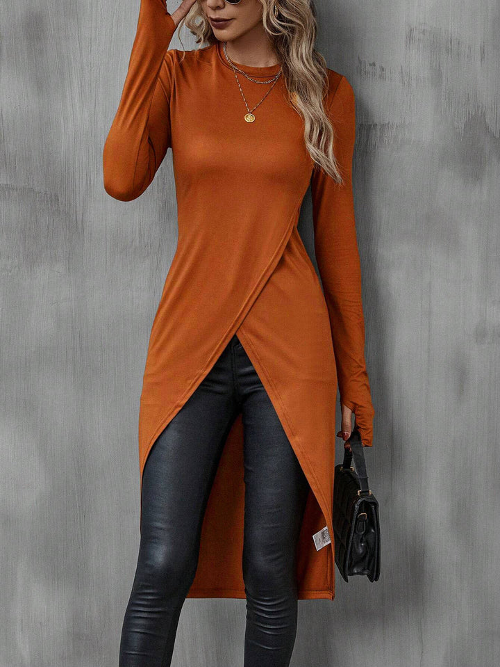 Rust Criss Cross Hem Longline Top