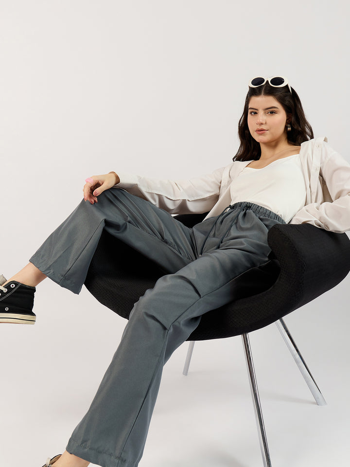 Grey Elasticated Parachute Pants