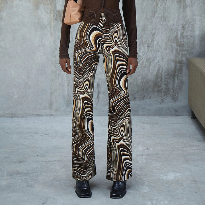 Black Printed Straight Fit Pants