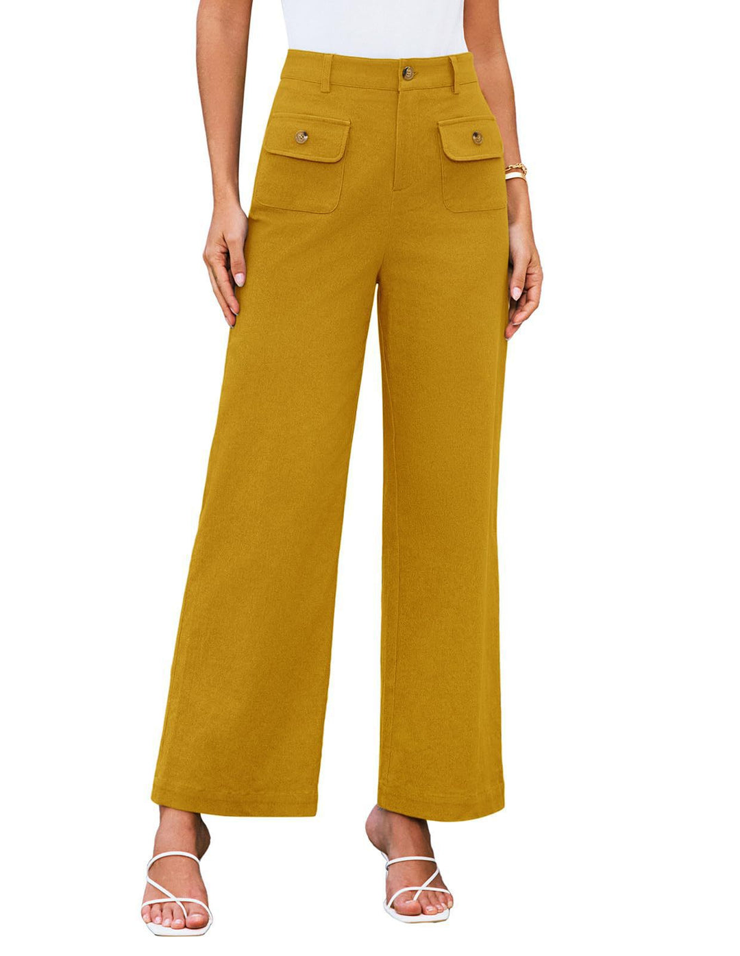 Yellow Front Pockets Straight Leg Trouser