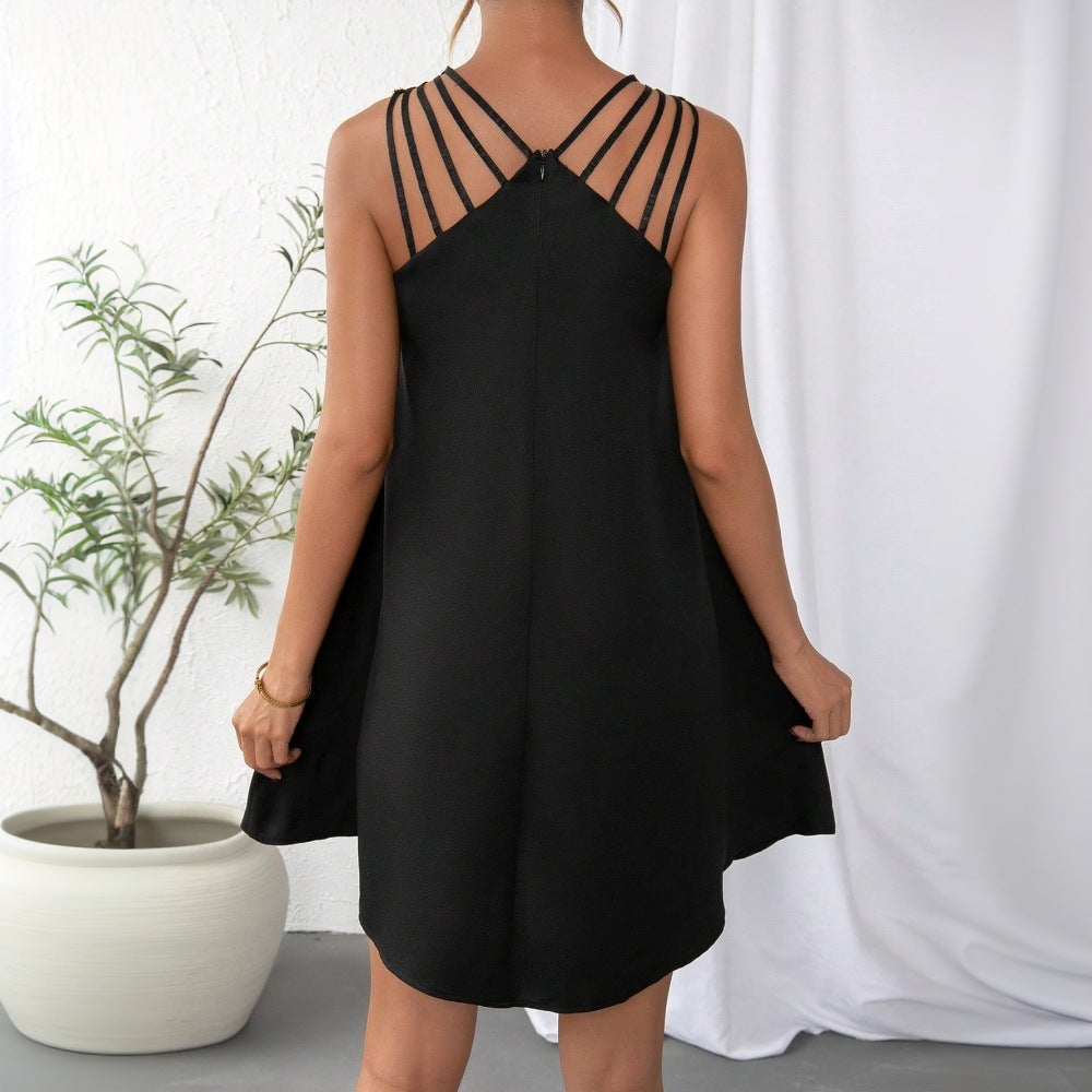 Black Sleeveless Front Detail Dress