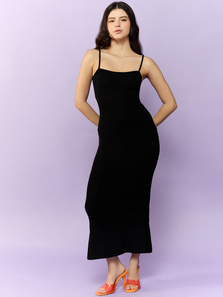 Black Strappy Fitted Maxi Dress