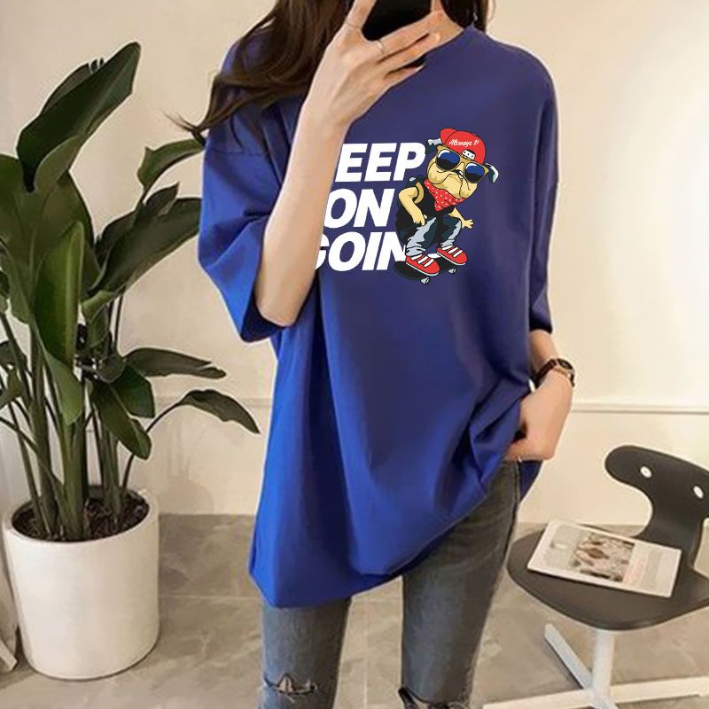 Blue Chest Print Graphic Tshirt