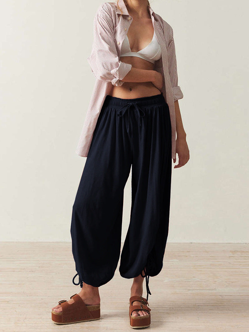 Blue Ruching At Bottom Hem With Elasticated Leg
