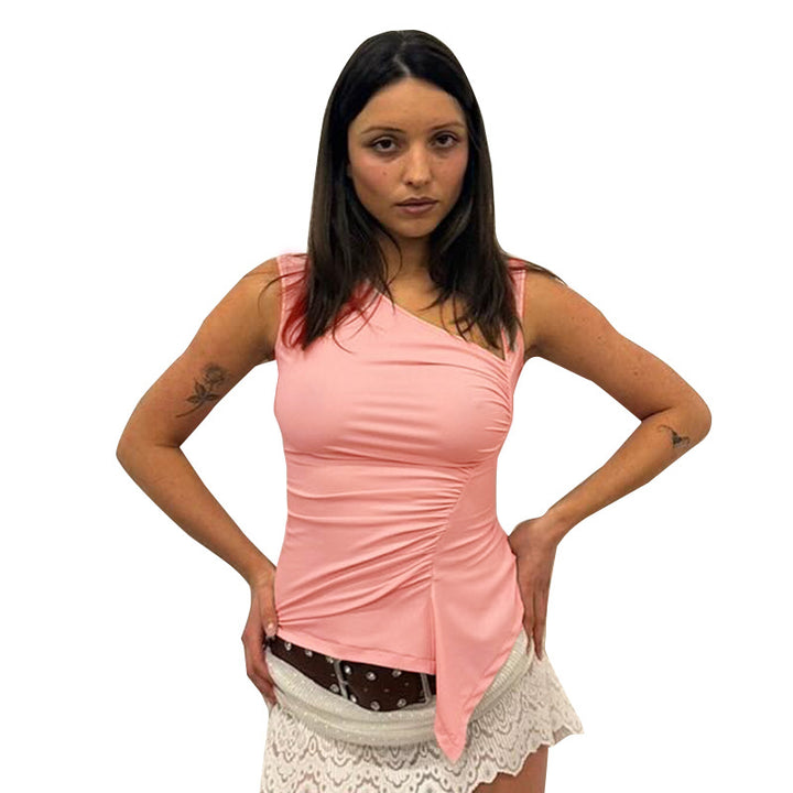 Pink Asymmetrical Neckcut Top