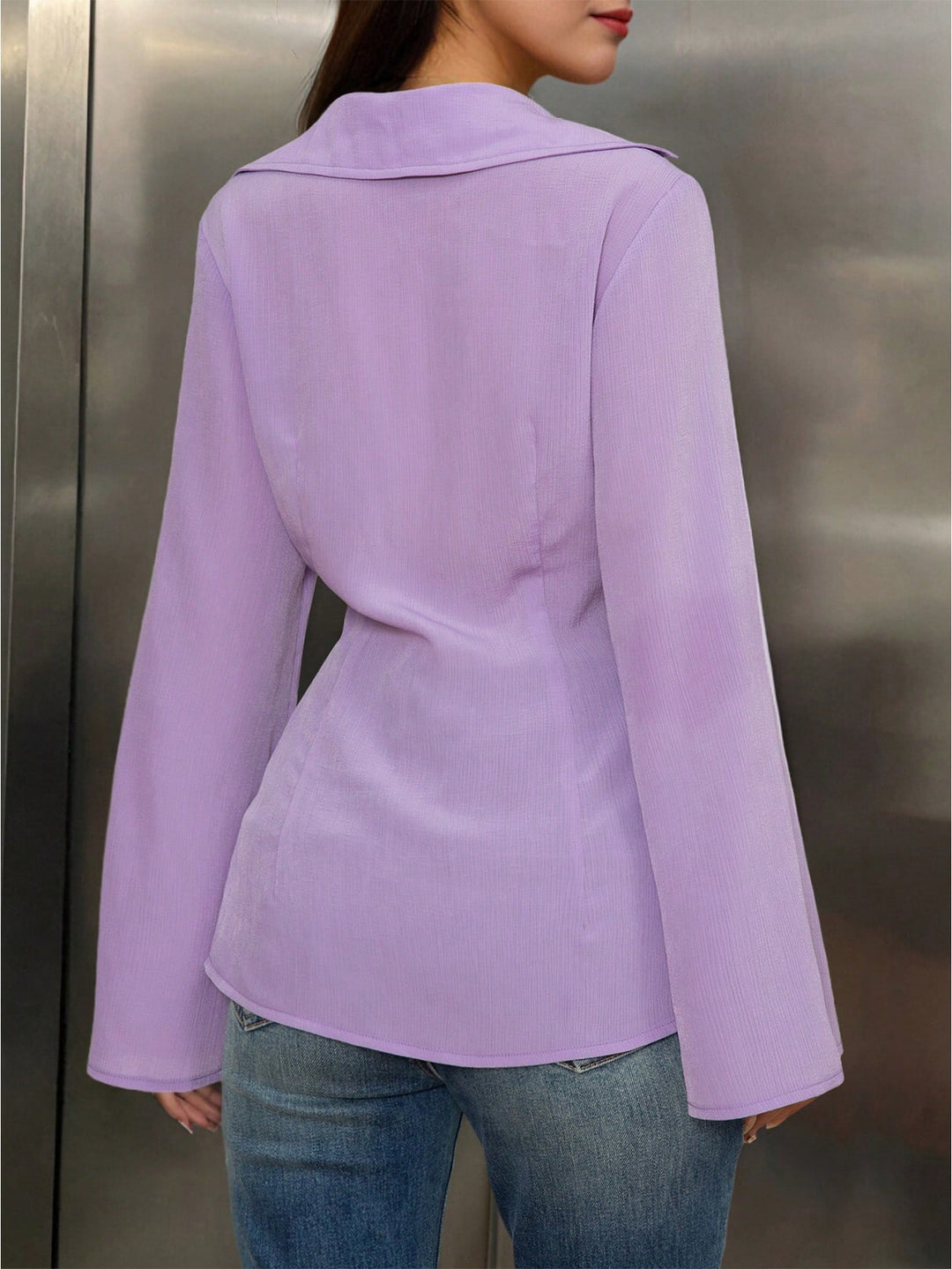 Lilac V-Neck Long Sleeve Shirt