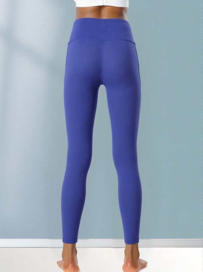 Blue High Waist Fitted Leggings