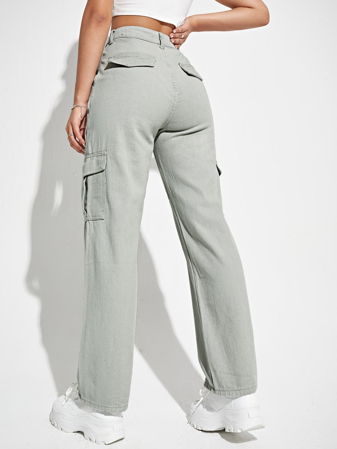 Grey Cargo Pocket Detailed Jeans