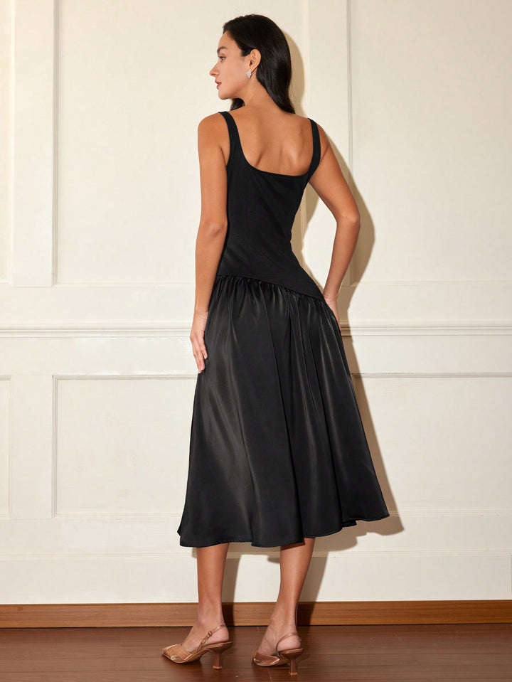 Black Flare Hem Sleeveless Dress