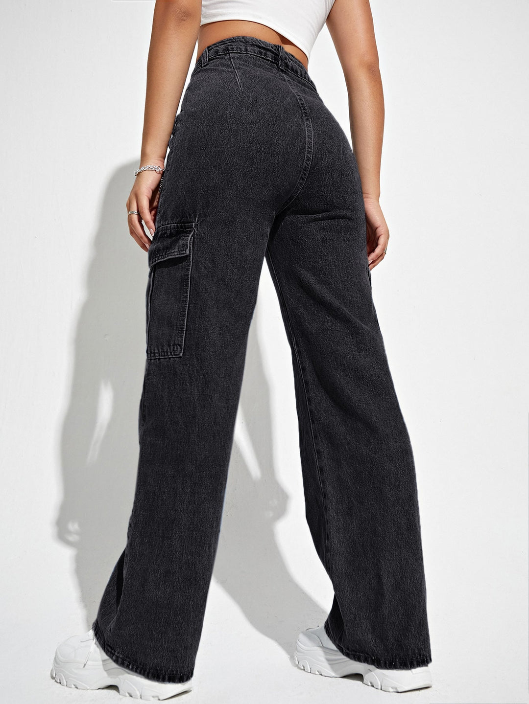 Black Cargo Pocket Detailed Jeans