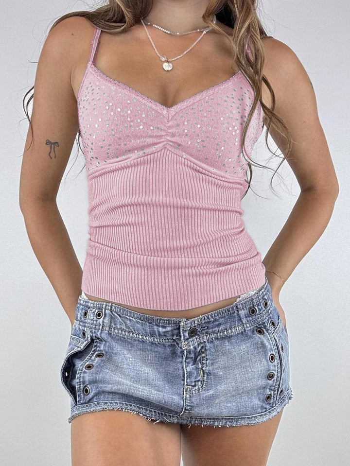 Pink Spaghetti Strap Solid Camisoles