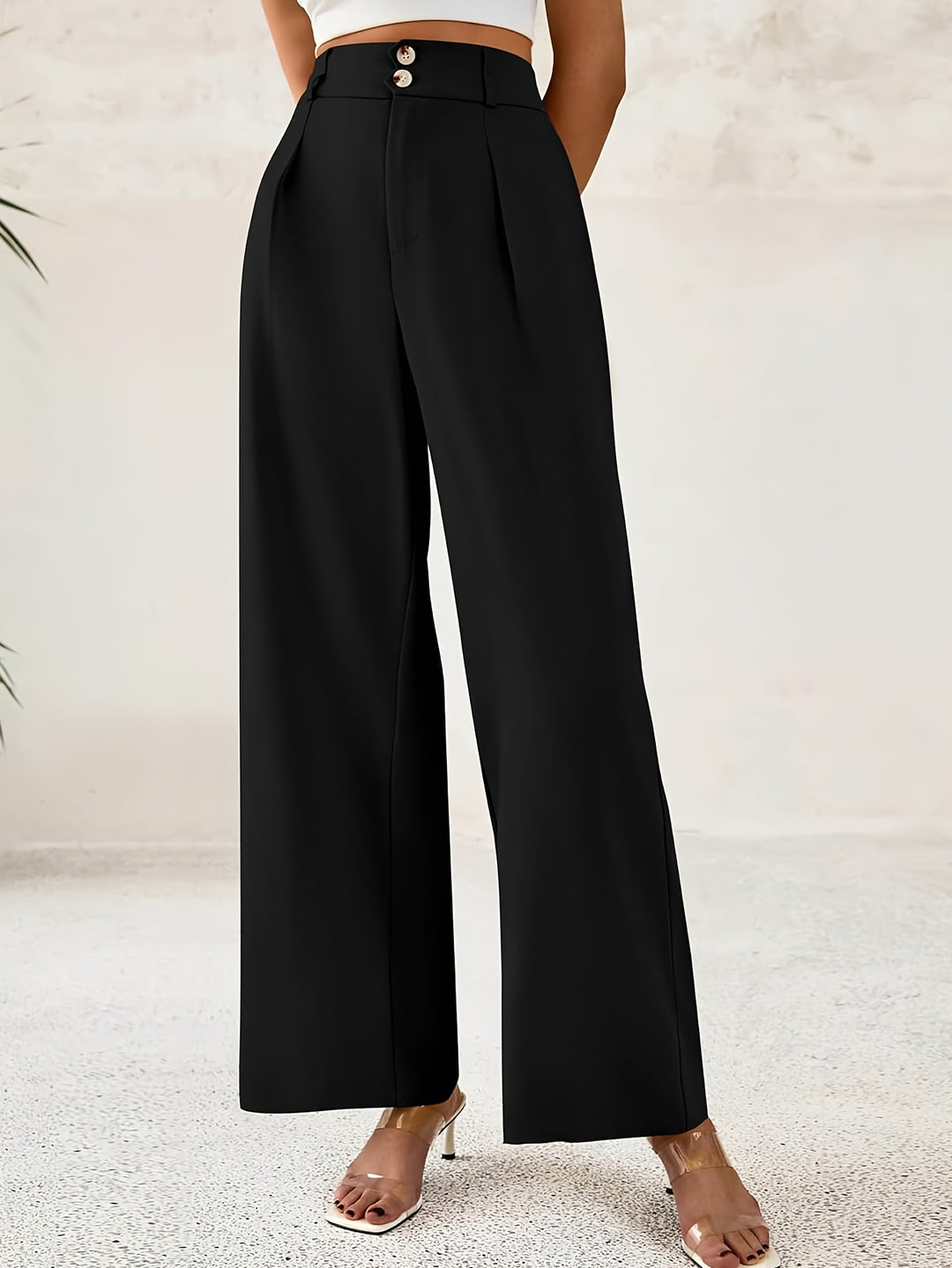Black High Waist Straight Leg Pant