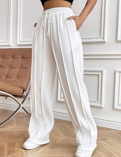 White Elasticated Regular Fit Drawstring Joggers