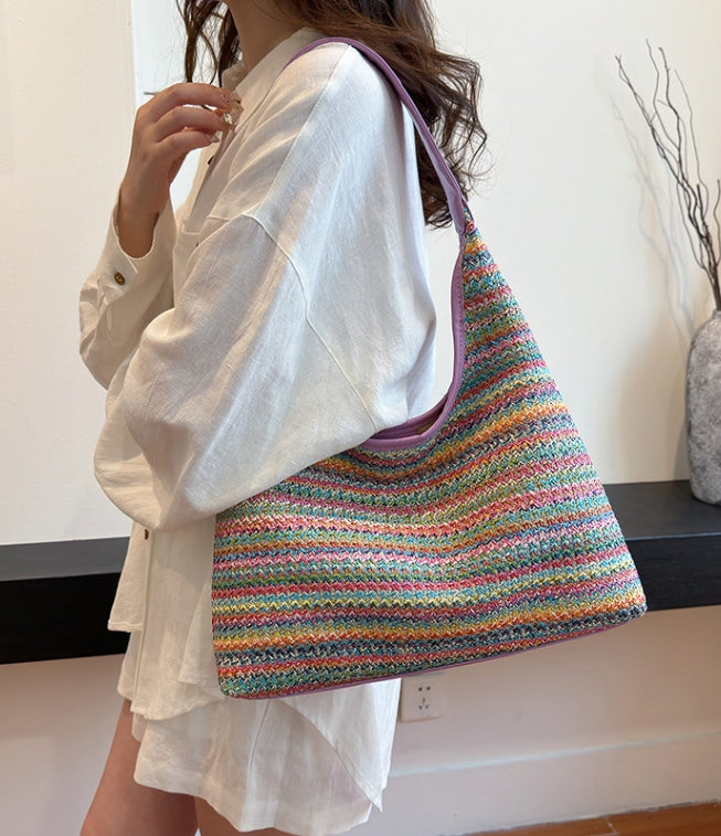 Purple Textured Slouch Hobo