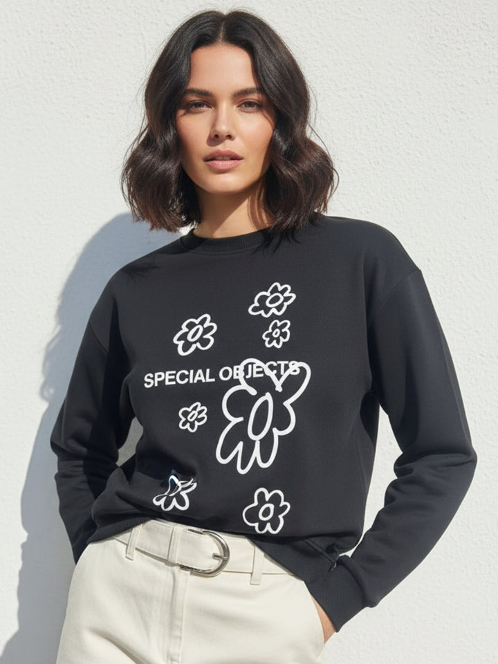 Black Character Graphic Sweatshirt