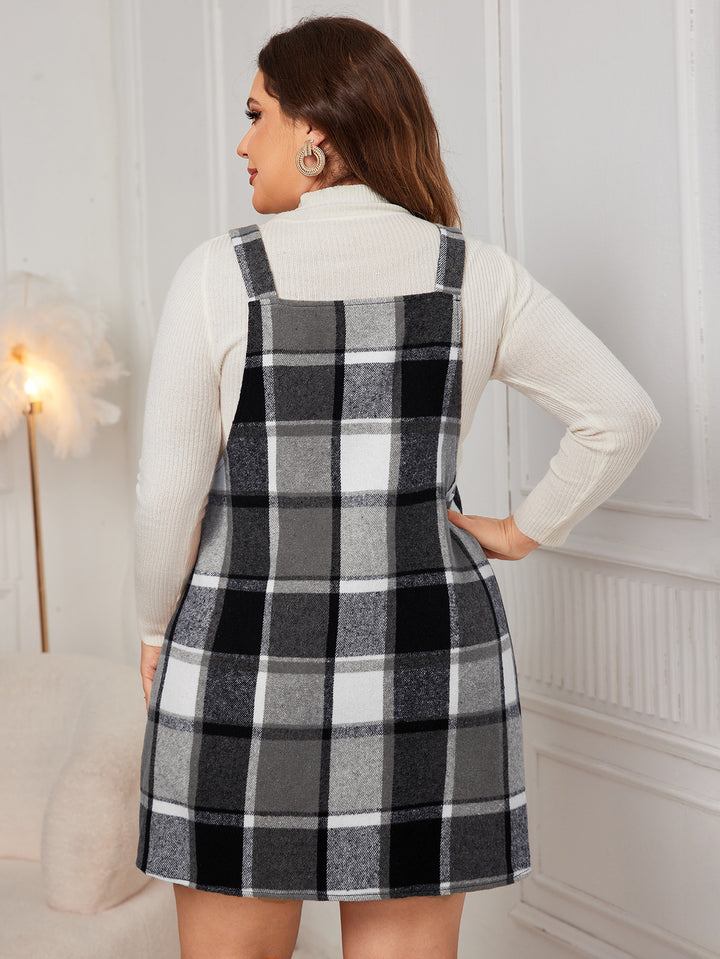 Black Check Mini Pinafore With Yoke Detail