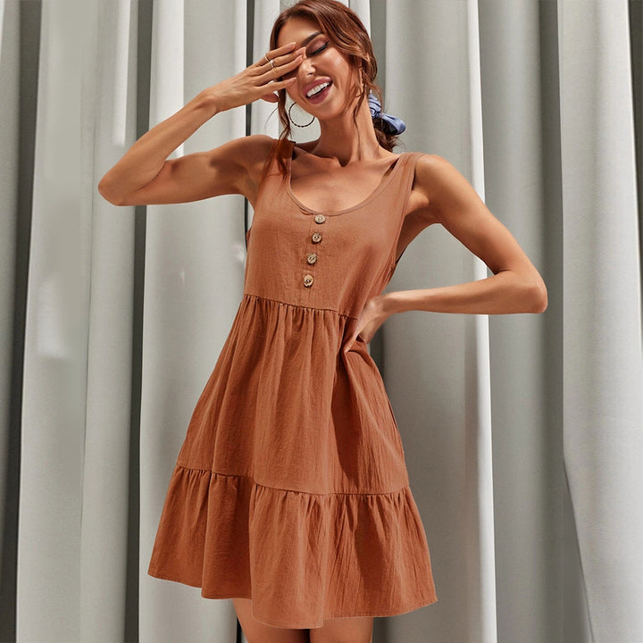 Orange Sleeveless Flared Dress