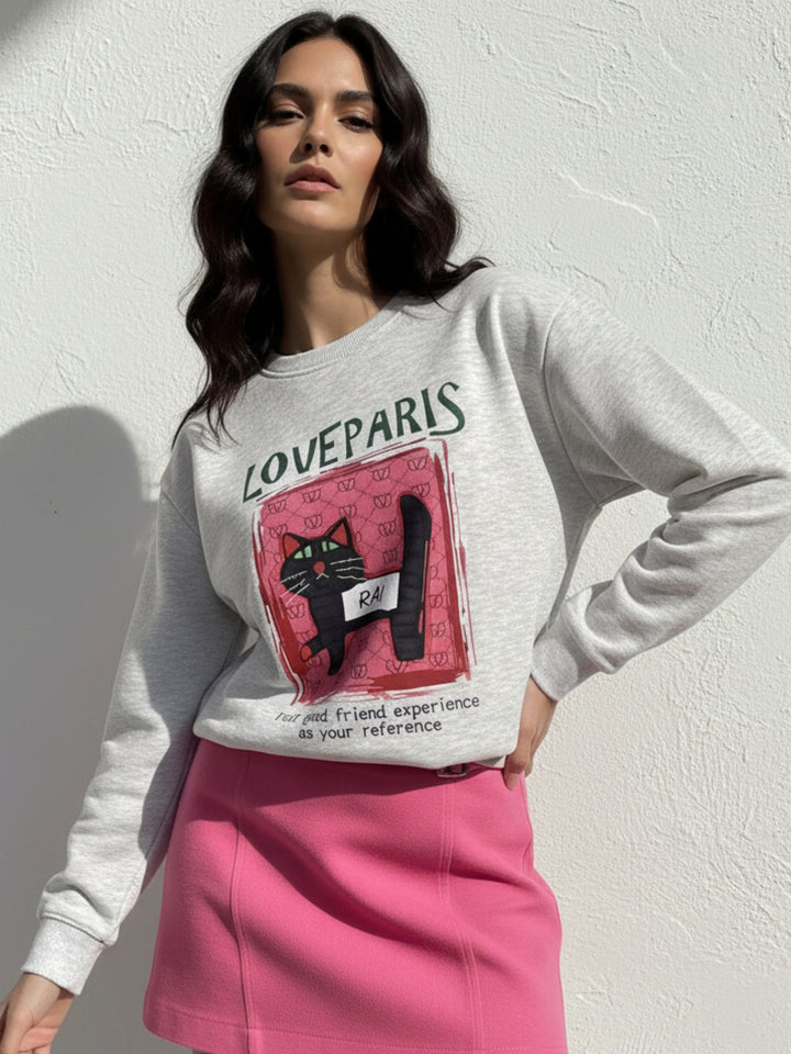 Grey Character Graphic Sweatshirt