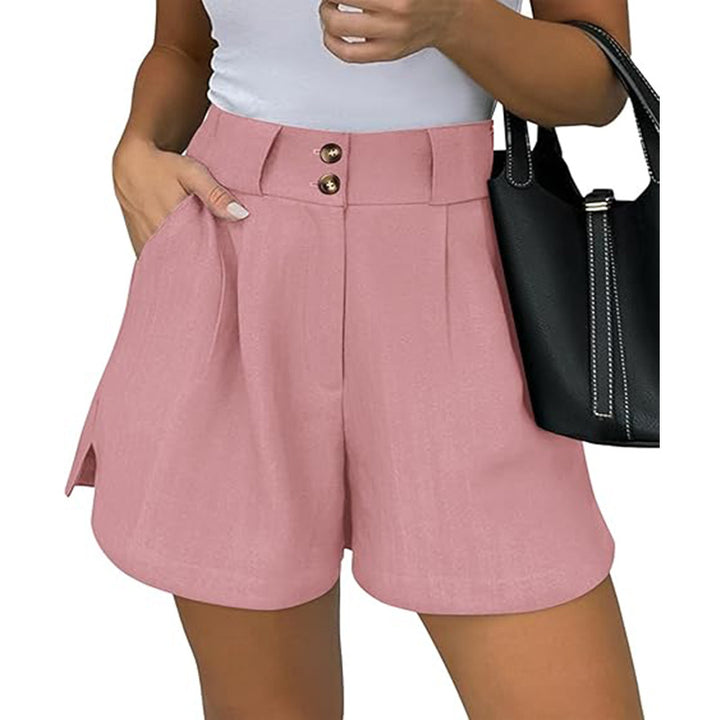 Pink Double Button Relaxed Shorts
