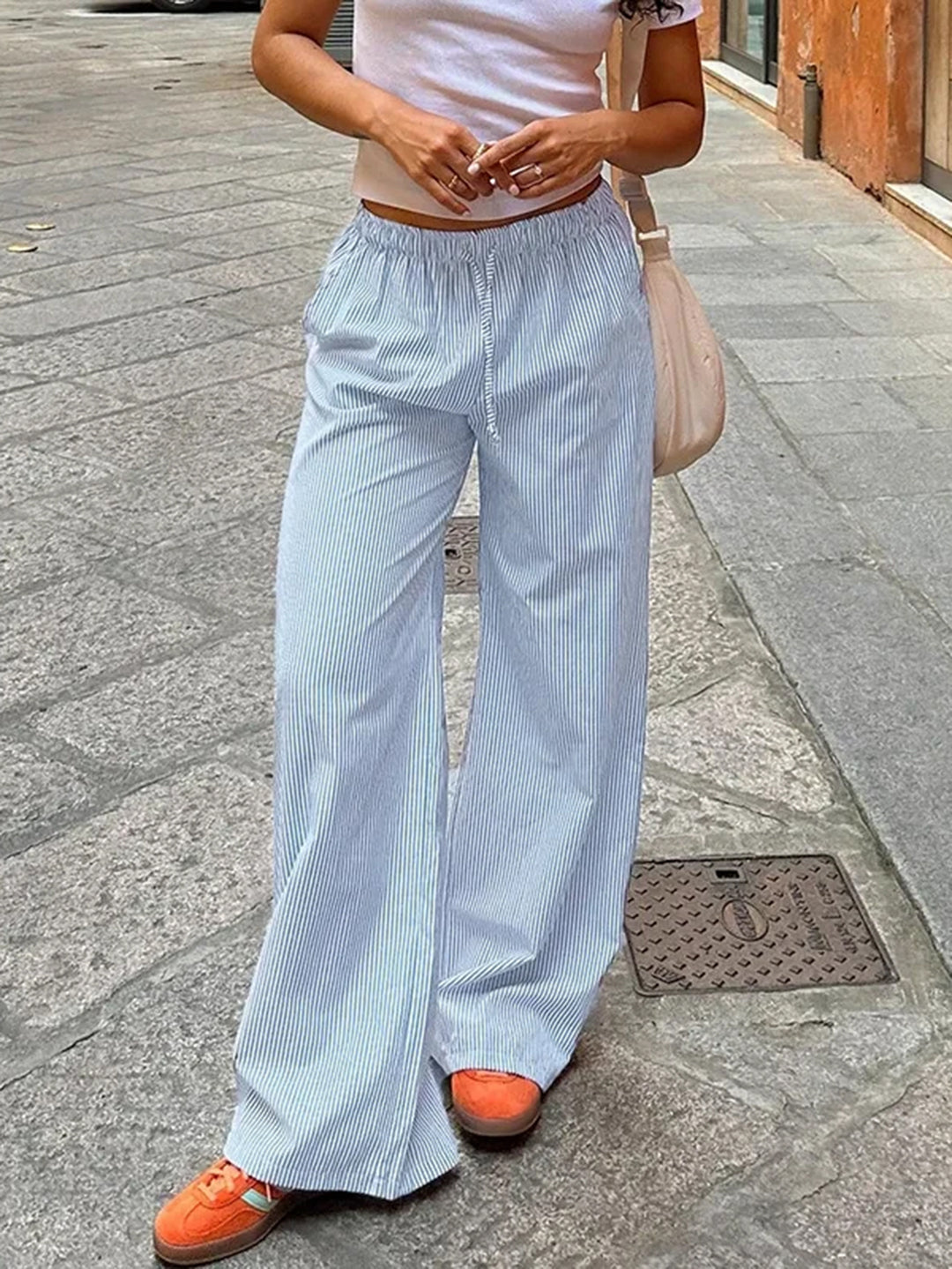 Blue Straight Fit Casual Trouser